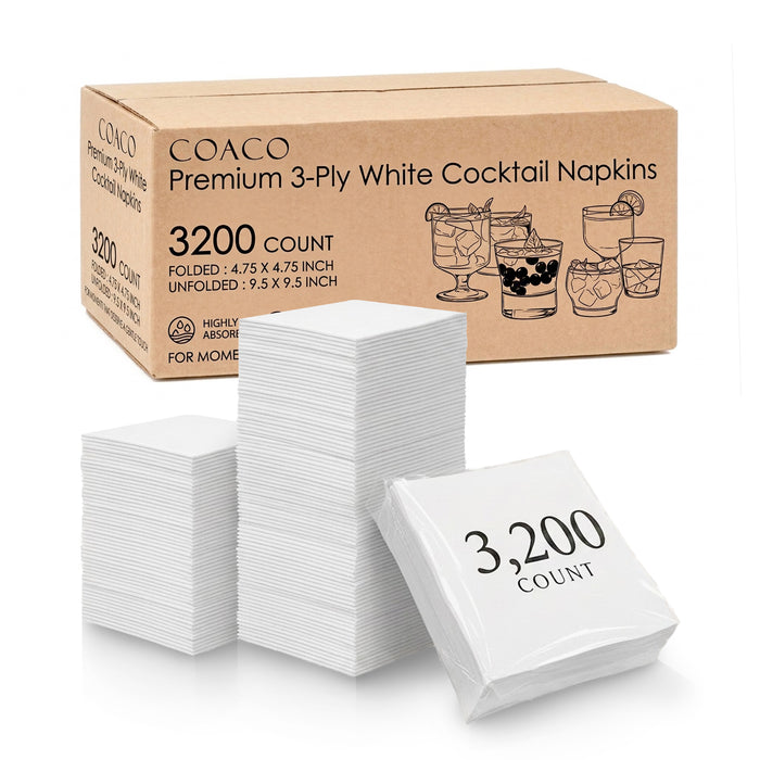 Bulk Cocktail Napkins (Plain White)