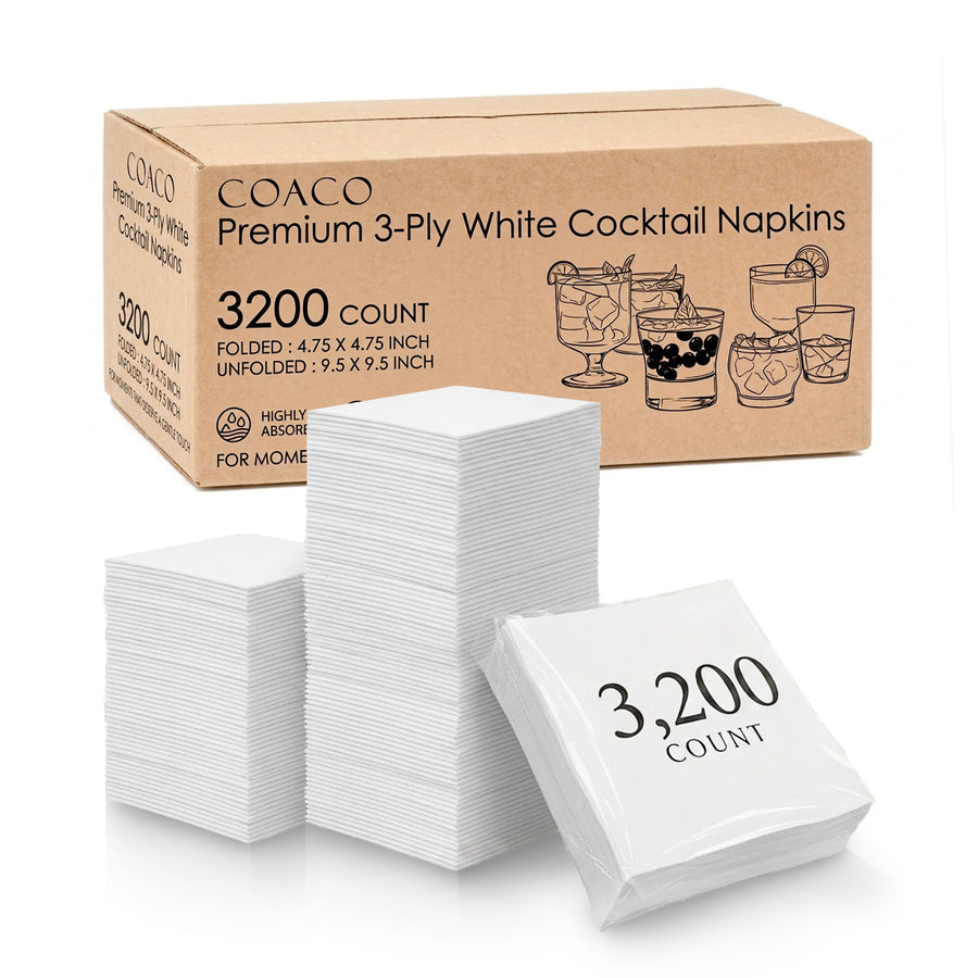 Bulk Cocktail Napkins (Plain White)