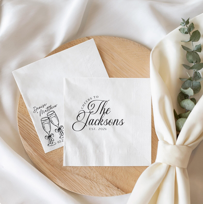 Wedding napkins printed with a monogram