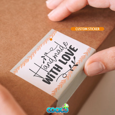 Handmade with Love sticker sealing a kraft box