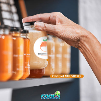 Jars with custom product label stickers