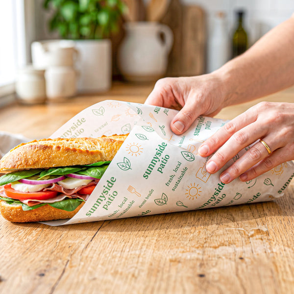 Branded food wrap paper with pastries