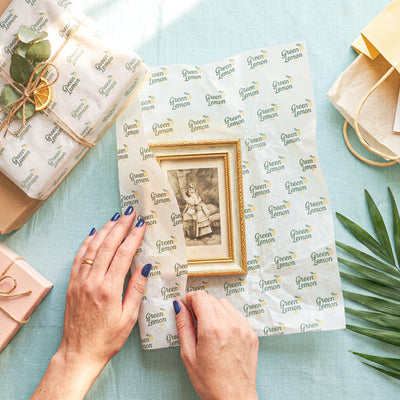 Gift wrapped in logo tissue paper